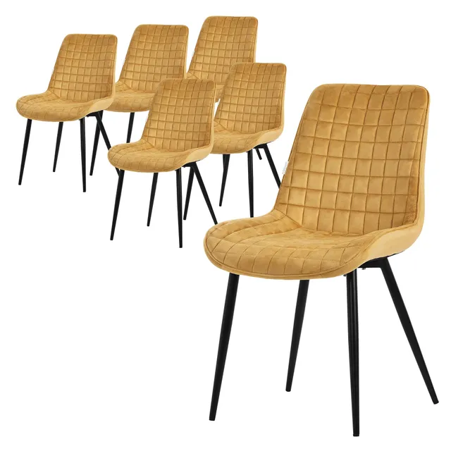 ECD Germany Möbel chaise salle à manger velours moutarde lot 6