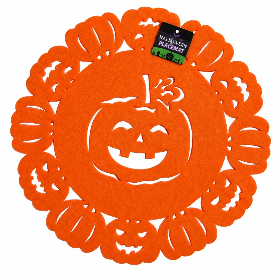 Stokomani Maison set de table feutrine Halloween orange Ø38 cm