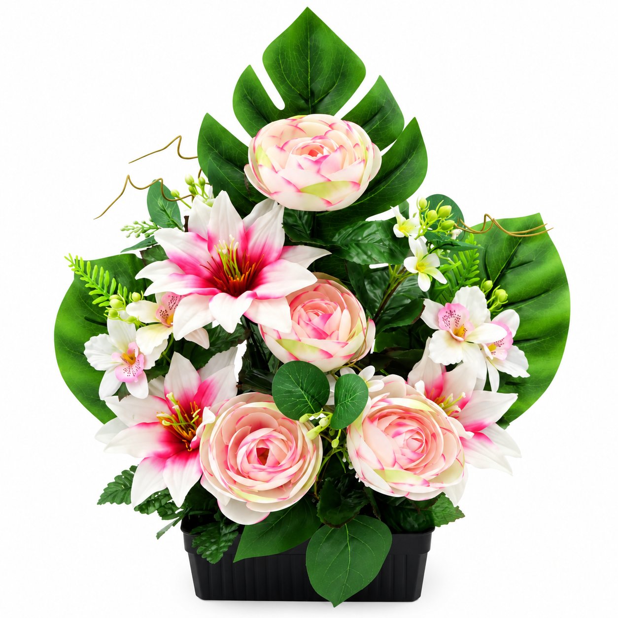 Stokomani Maison jardinière artificielle 44 cm renoncule