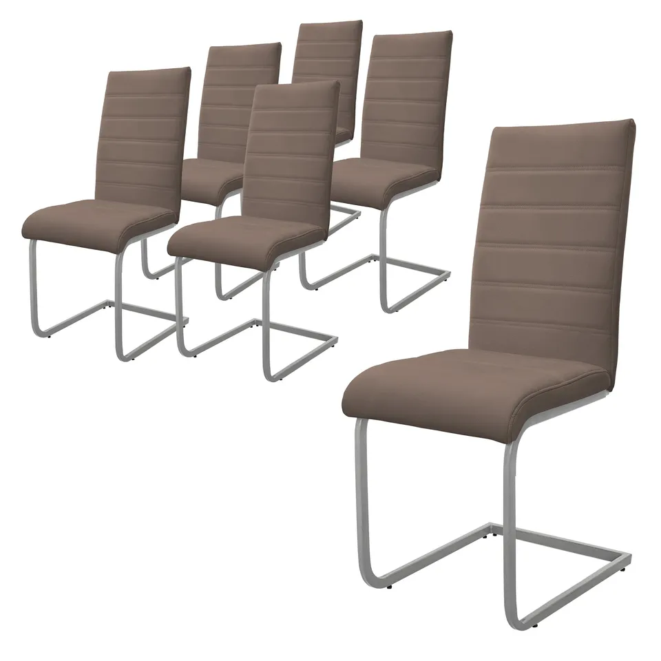 ECD Germany Möbel lot 6 chaises cantilever marron simili cuir