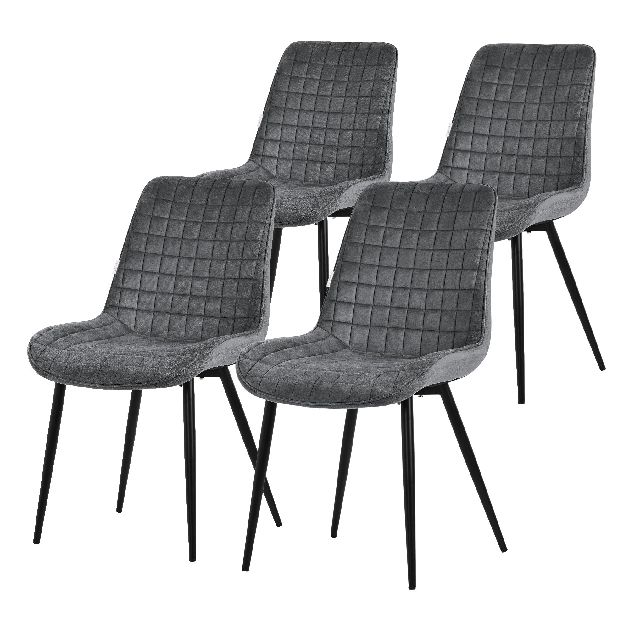 ECD Germany Chaise Salle à Manger Velours Anthracite 2pcs