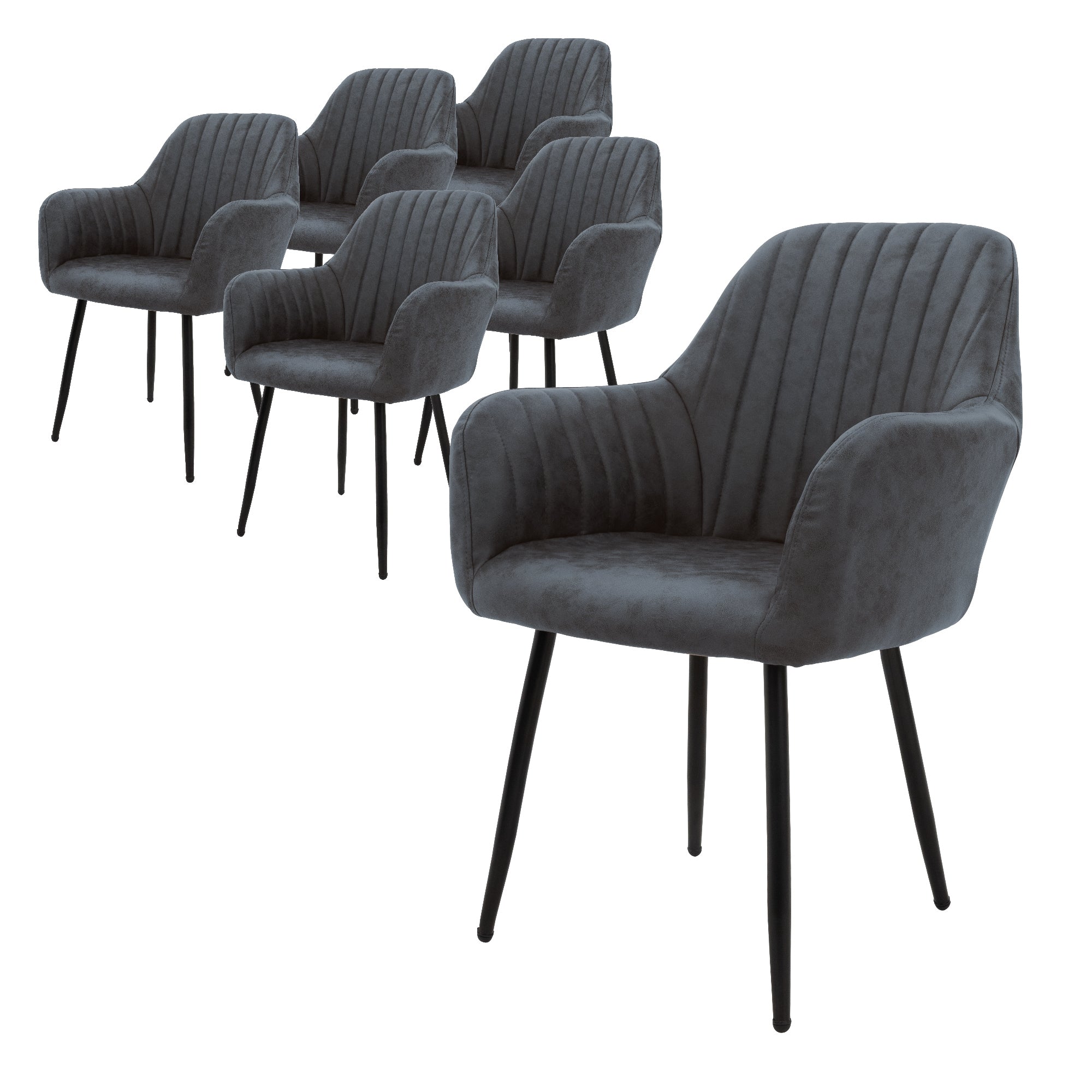 ECD Germany Möbel Chaise Salle à Manger Velours Anthracite Lot 2