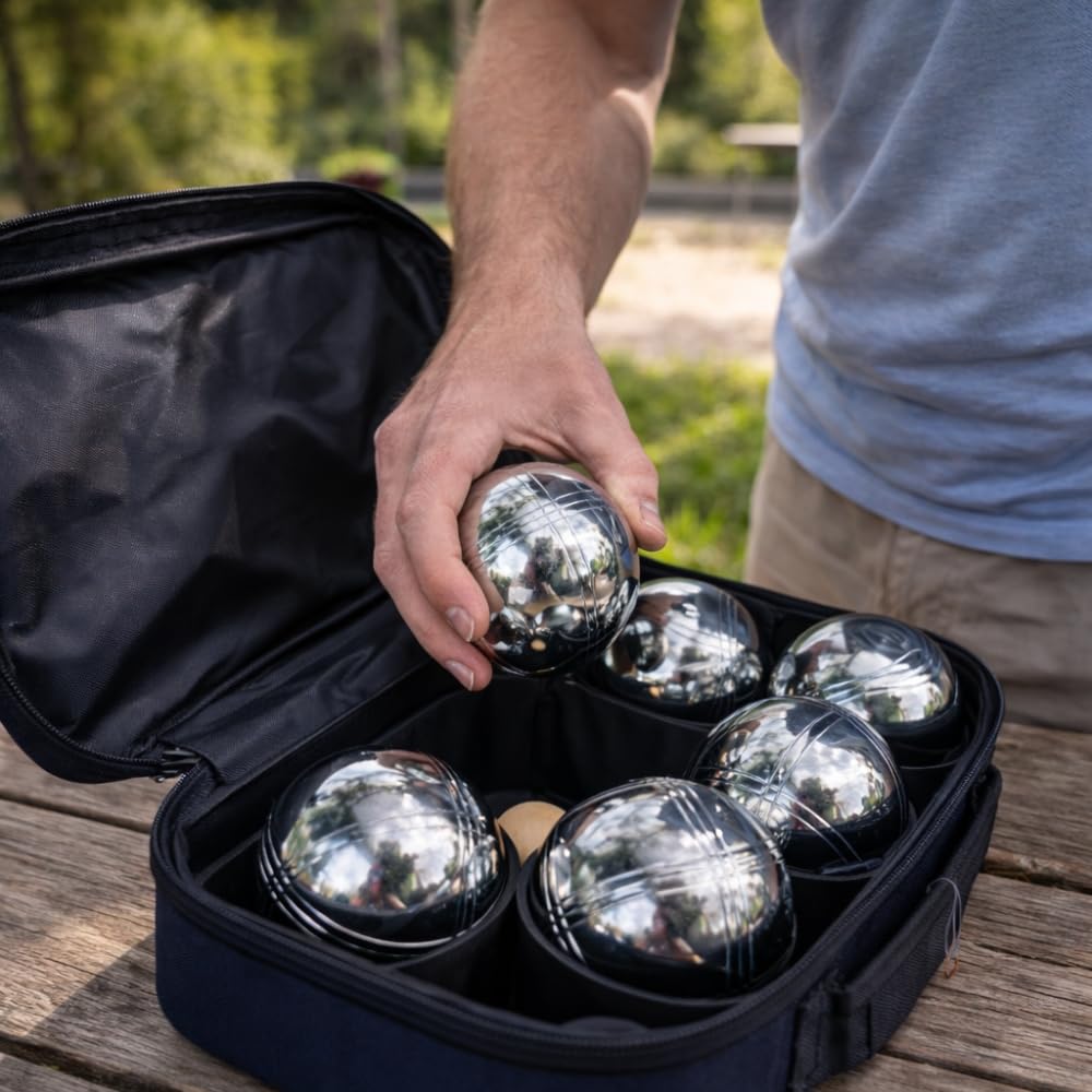 Shop-Story Loisirs Jeu Pétanque Métal 6 Boules 720g Housse