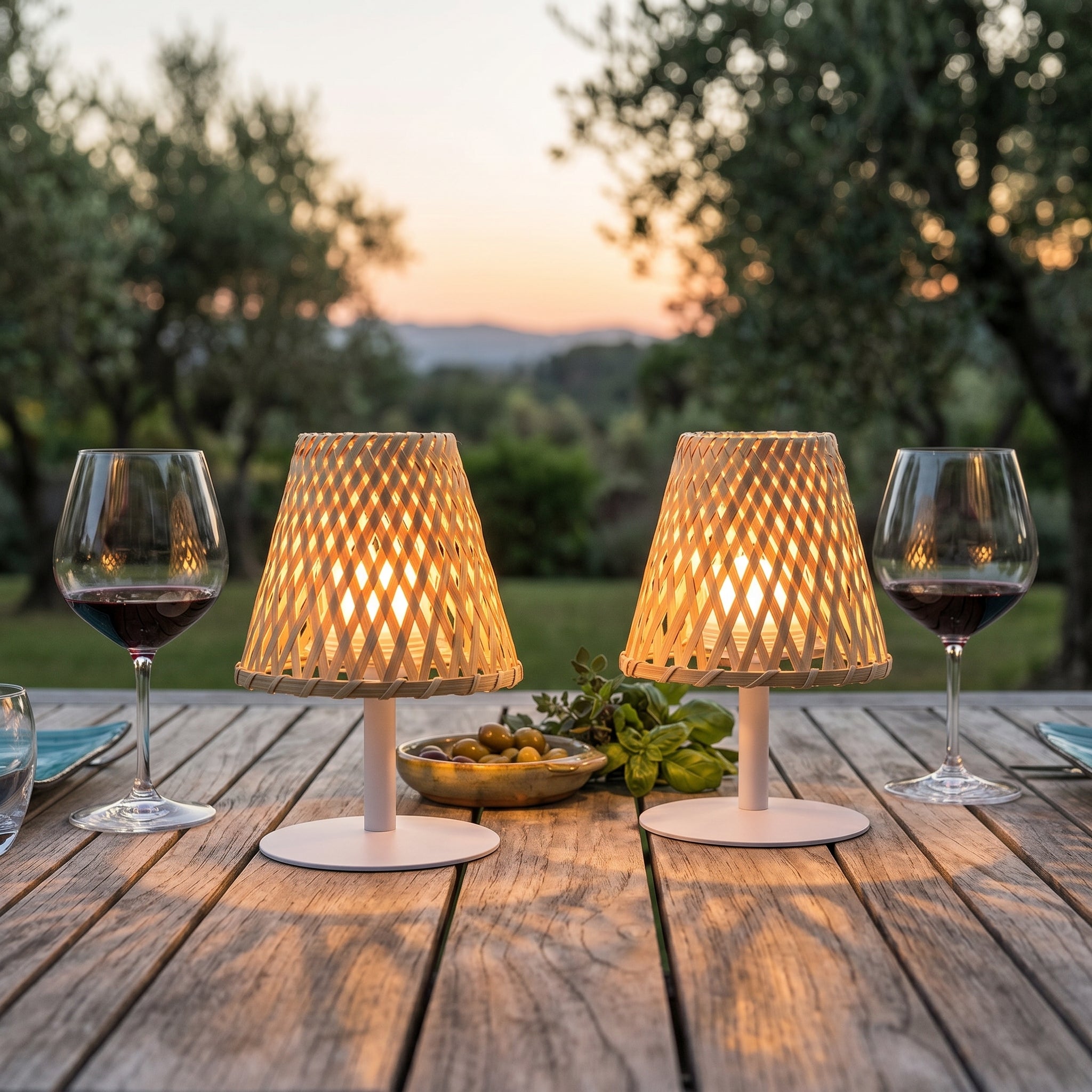 Red Deco Ibiza H26cm lot 2 lampes sans fil bambou dimmable