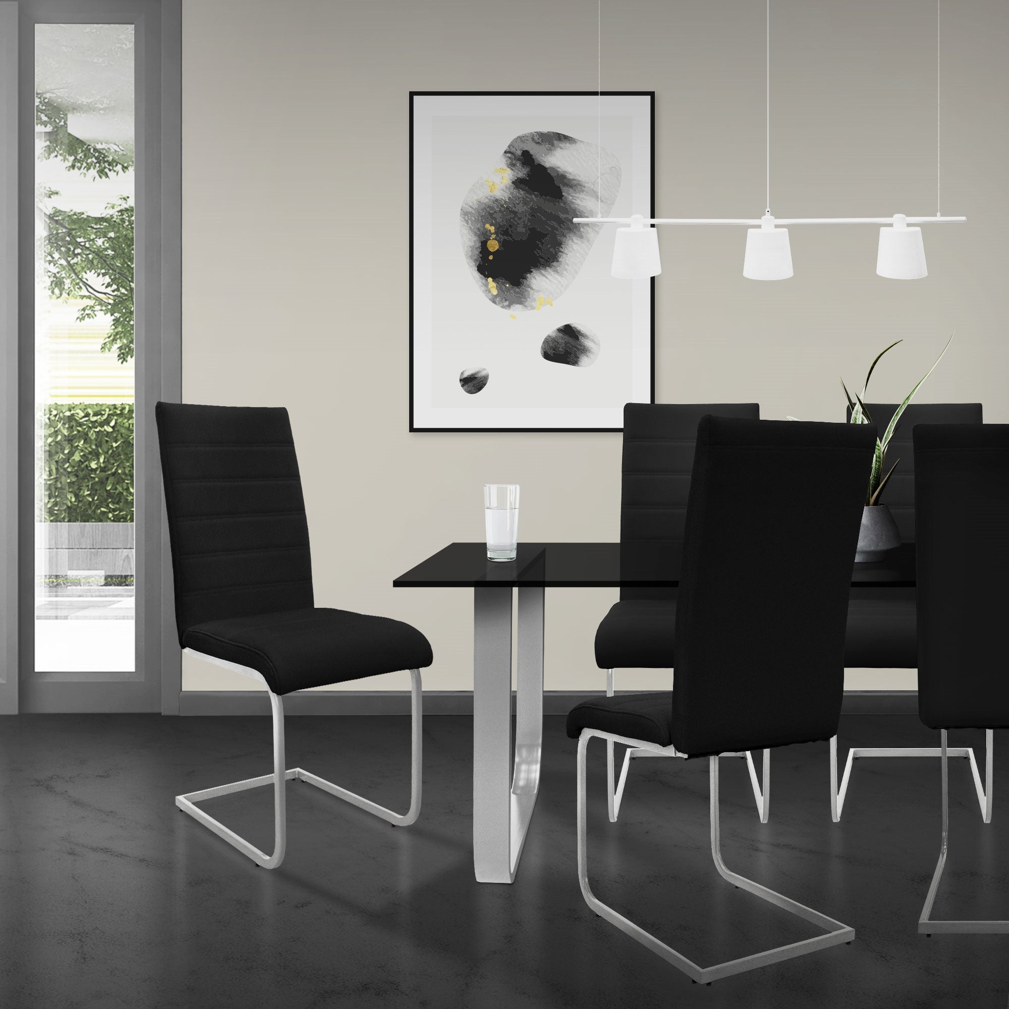 ECD Germany Möbel chaise cantilever similicuir noir lot 6