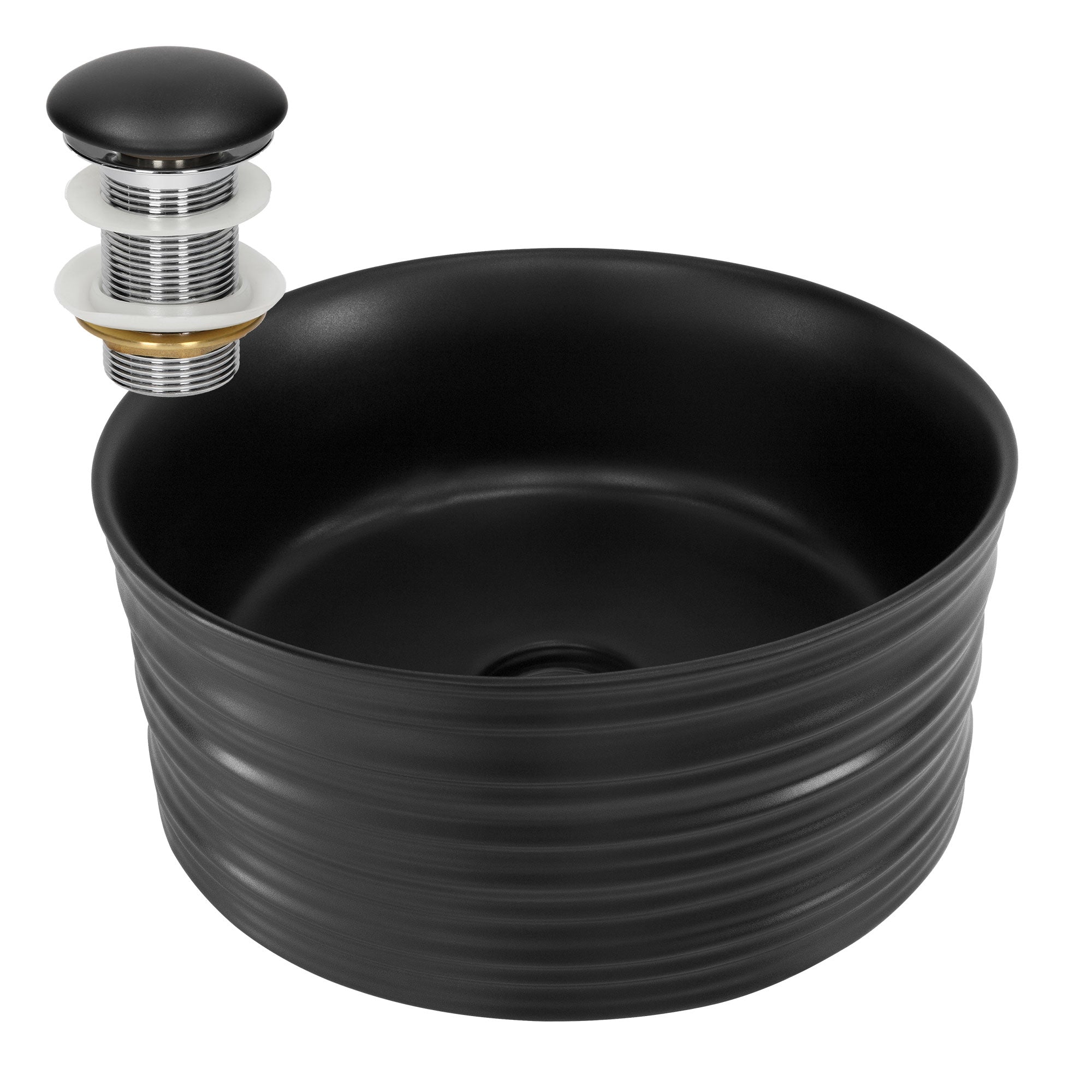 ECD Germany Sanitär vasque ronde noire céramique Ø410 sans bonde