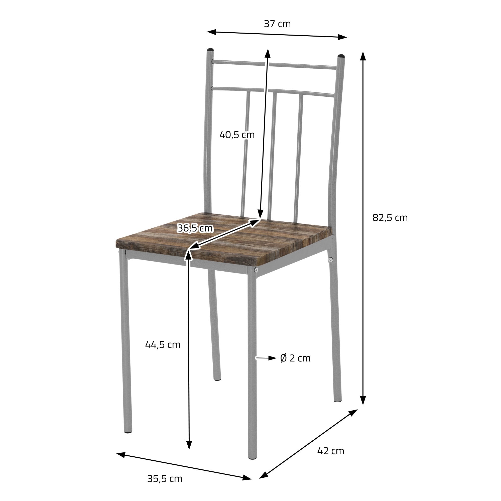 ECD Germany Möbel ensemble salle à manger 5 pièces marron bois 4 pers.
