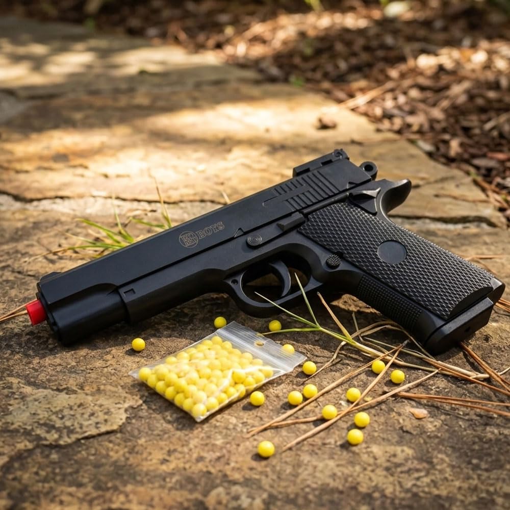 Shop-Story Loisirs Pistolet à Billes 18 cm Noir + 2000 billes