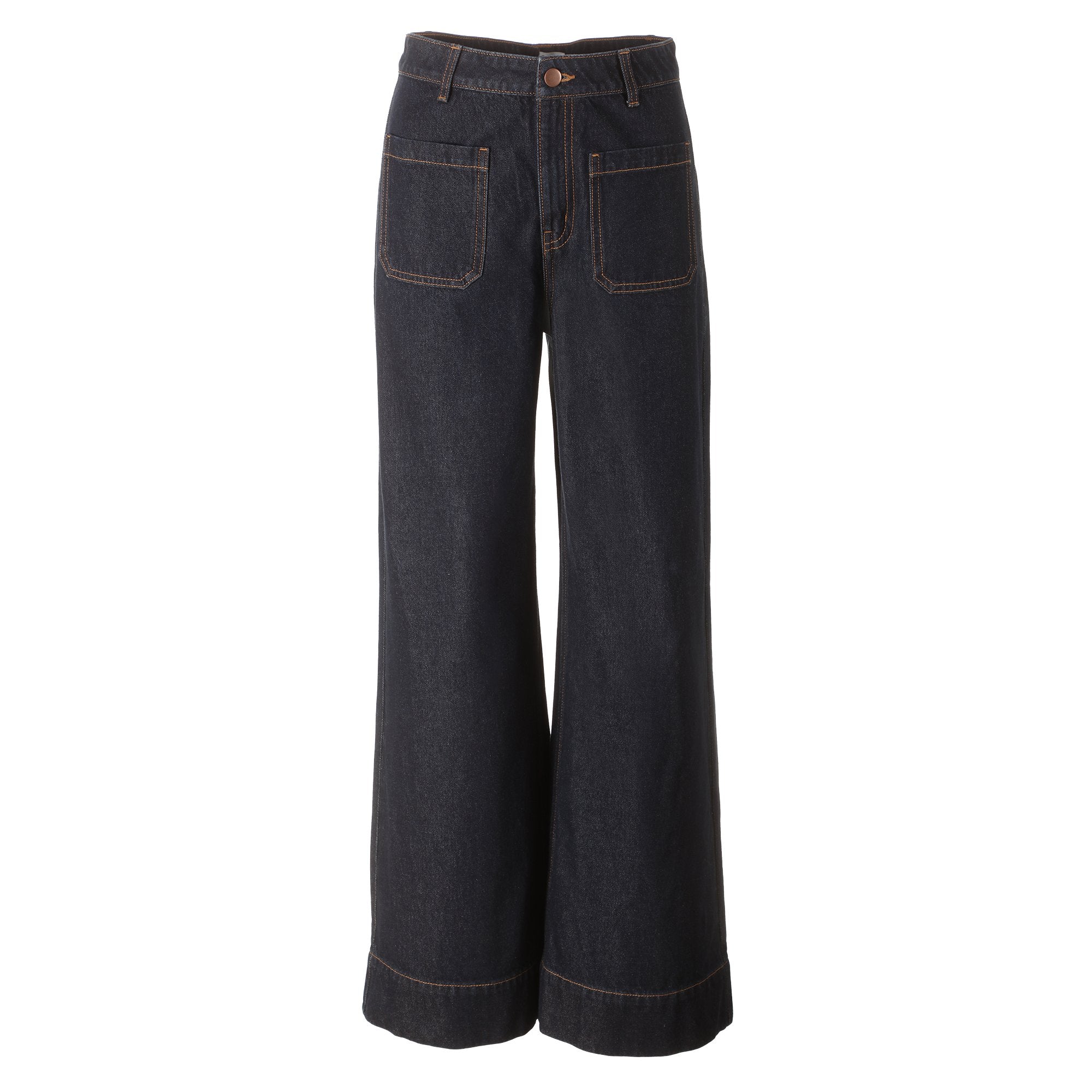 Stokomani Mode jean large bleu foncé femme coton