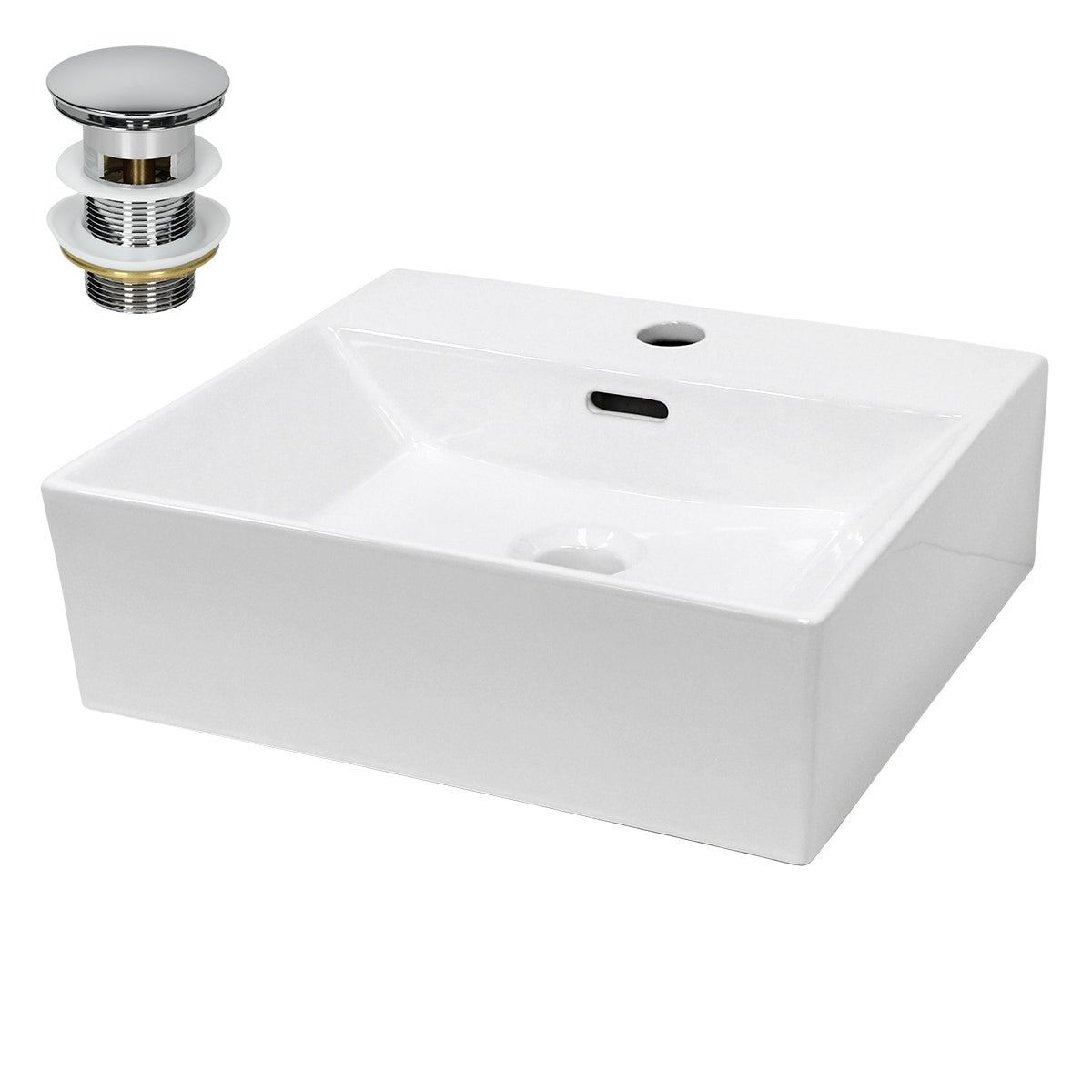 ECD Germany Sanitär lavabo 41,5x36 cm blanc céramique + bonde