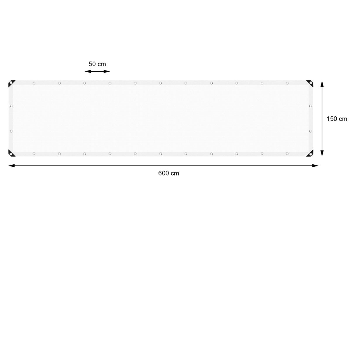 ECD Germany Garten bâche blanche 1,5x6 m 260g PE à œillets