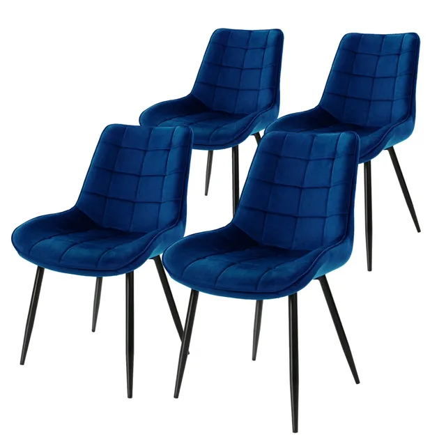 ML-Design chaises velours bleu foncé lot de 4 matelassées