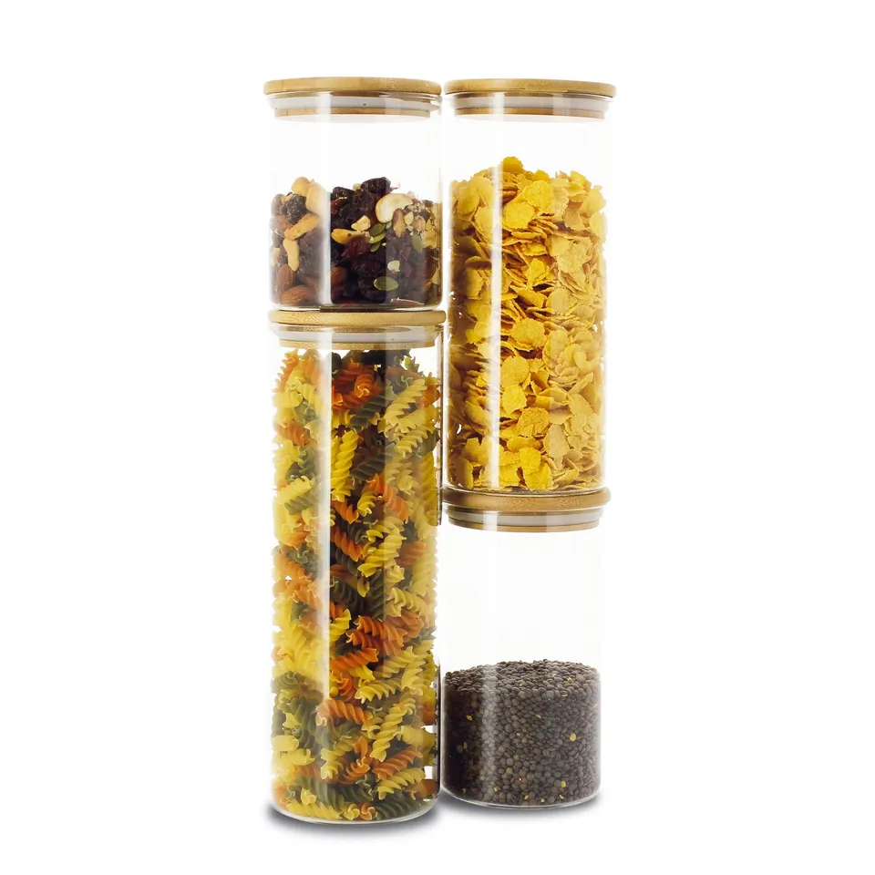 Stokomani Maison 4 bocaux verre couvercles conservation