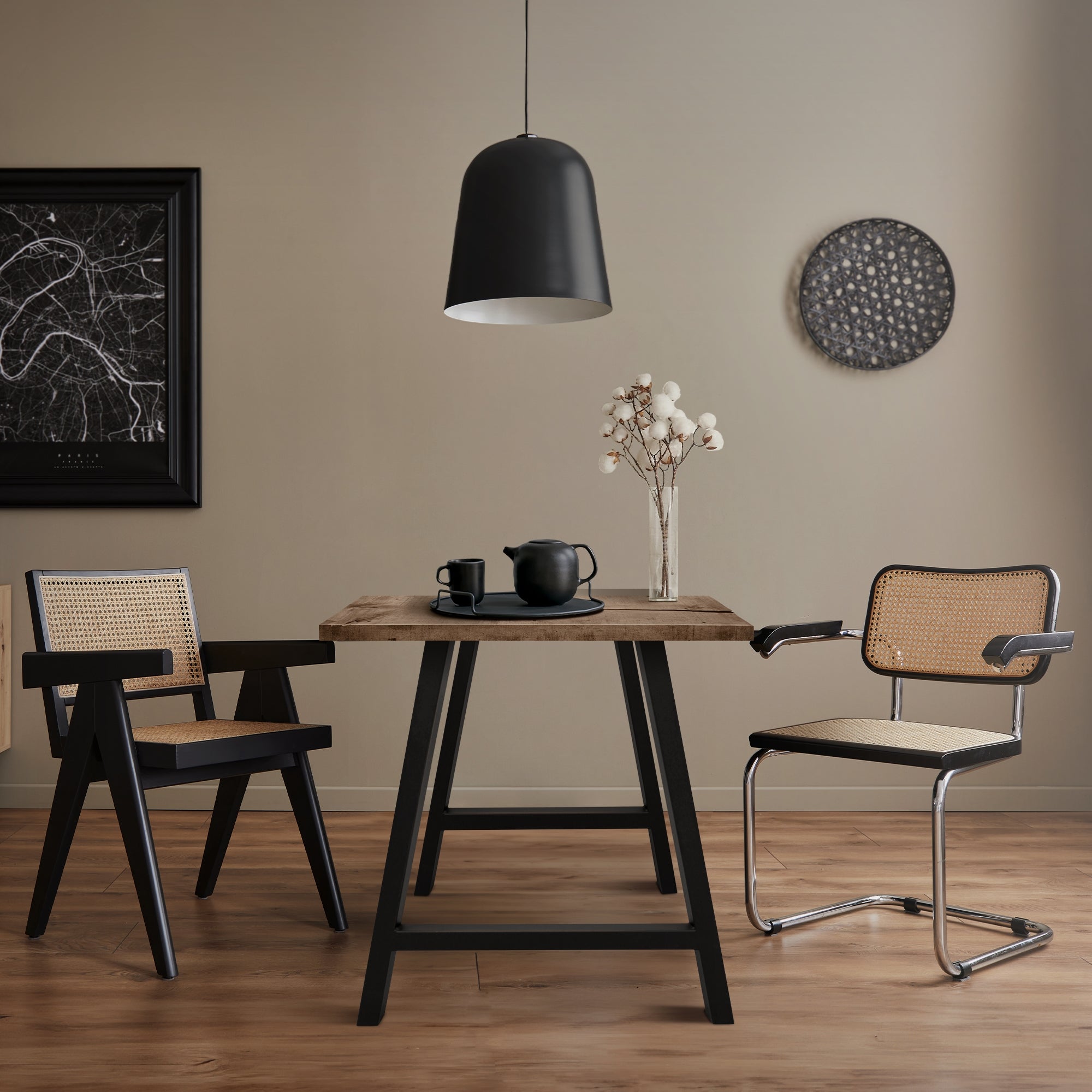 ECD Germany Möbel pied de table acier noir 70x72 cm lot de 2