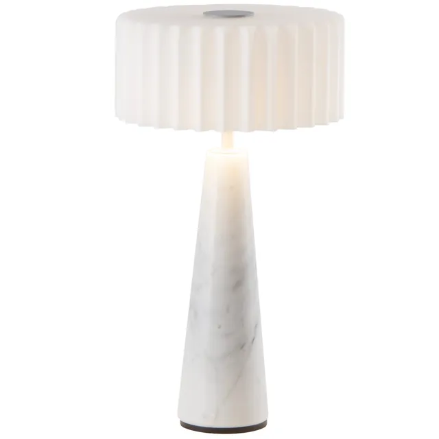 Red Deco Blok White Marble lampe table sans fil marbre H30cm