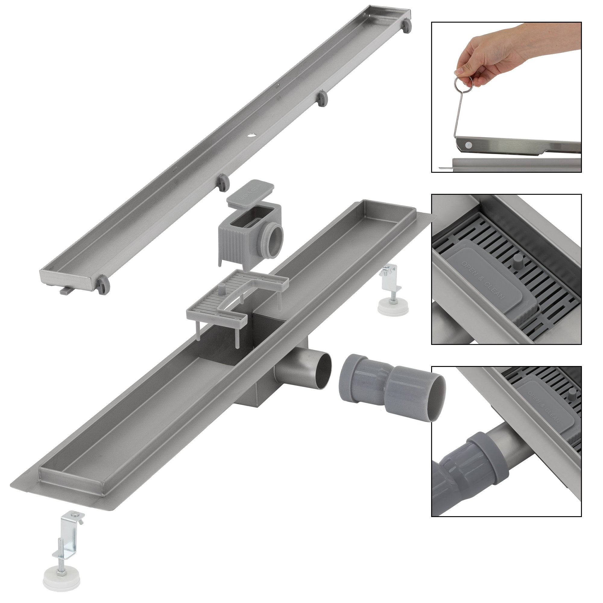 ML-Design Caniveau douche carrelable inox 80 cm