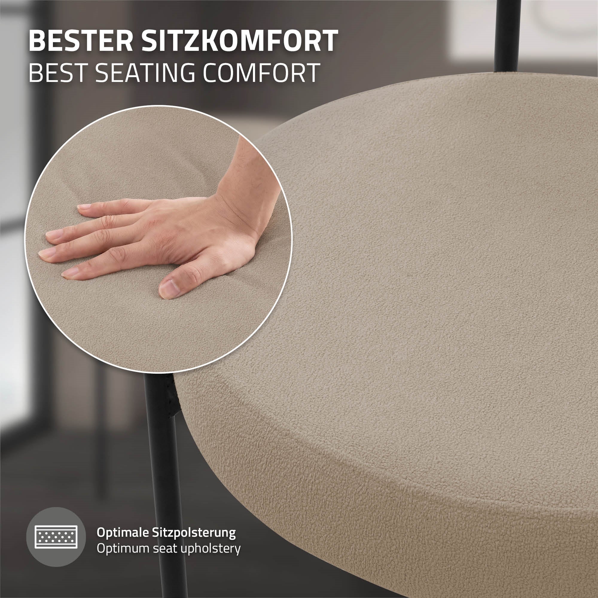 ECD Germany chaise salle à manger teddy marron lot de 2 dossier rond