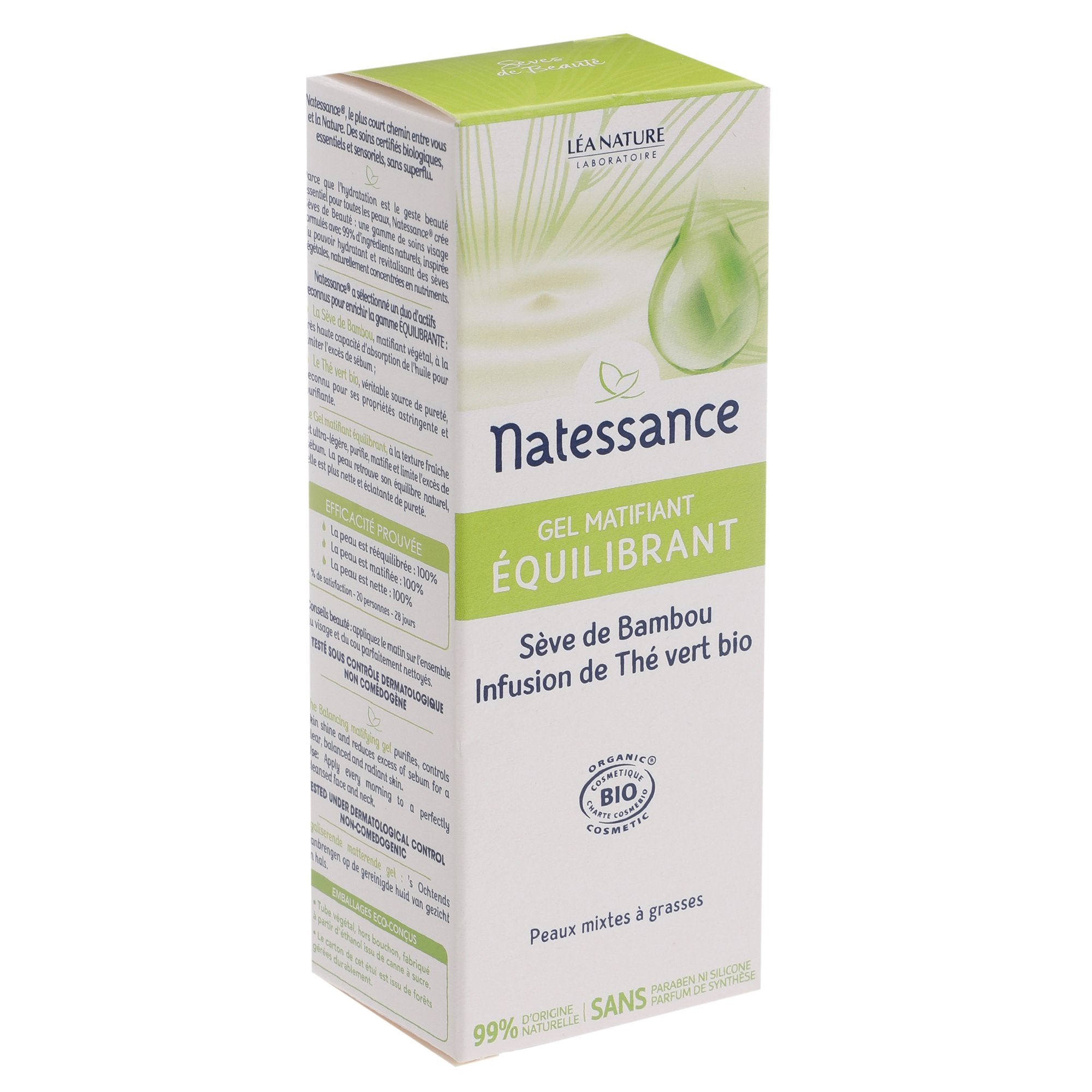 Natessance gel matifiant bambou thé vert bio visage