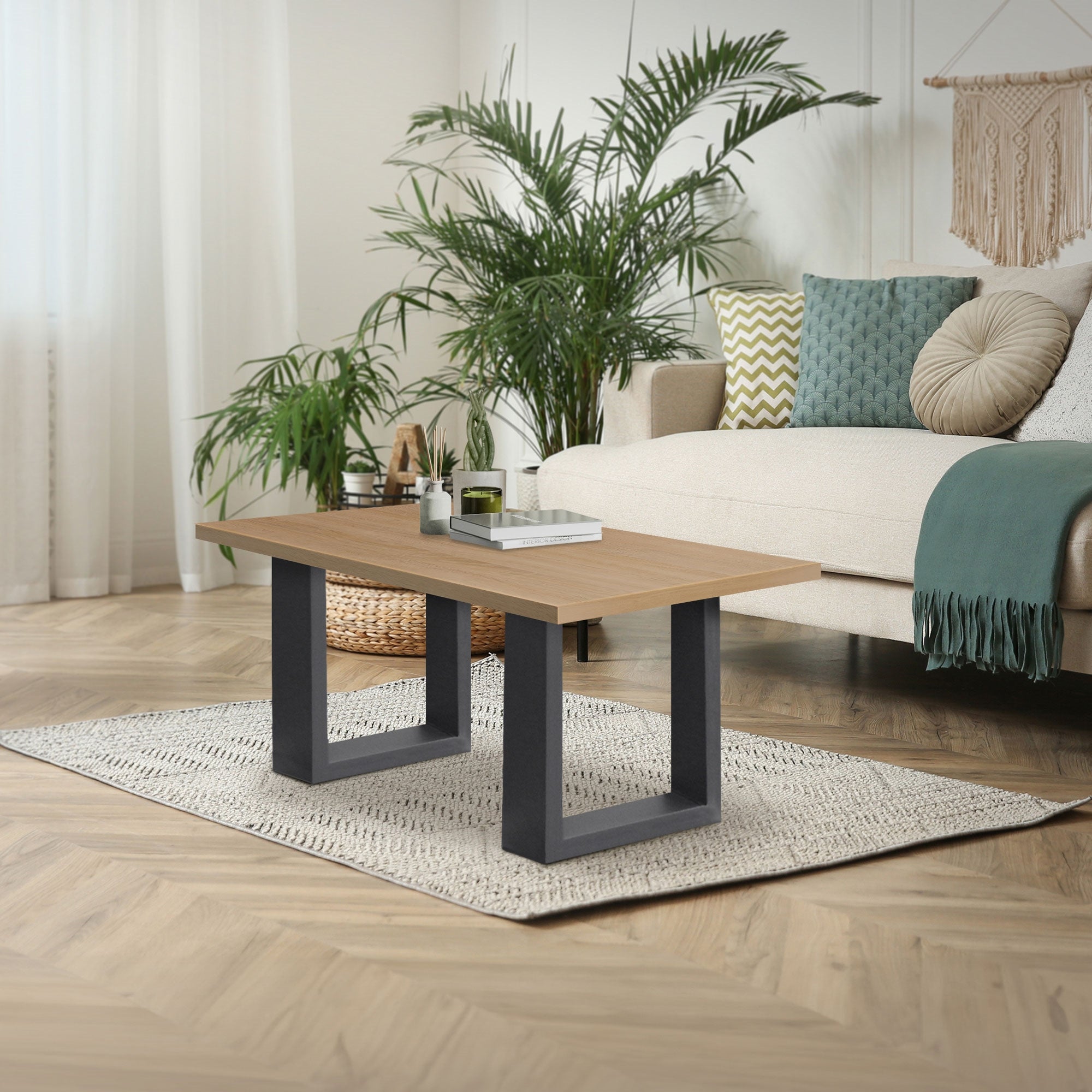 ECD Germany Garten pied de table acier anthracite 30x43 cm lot 2