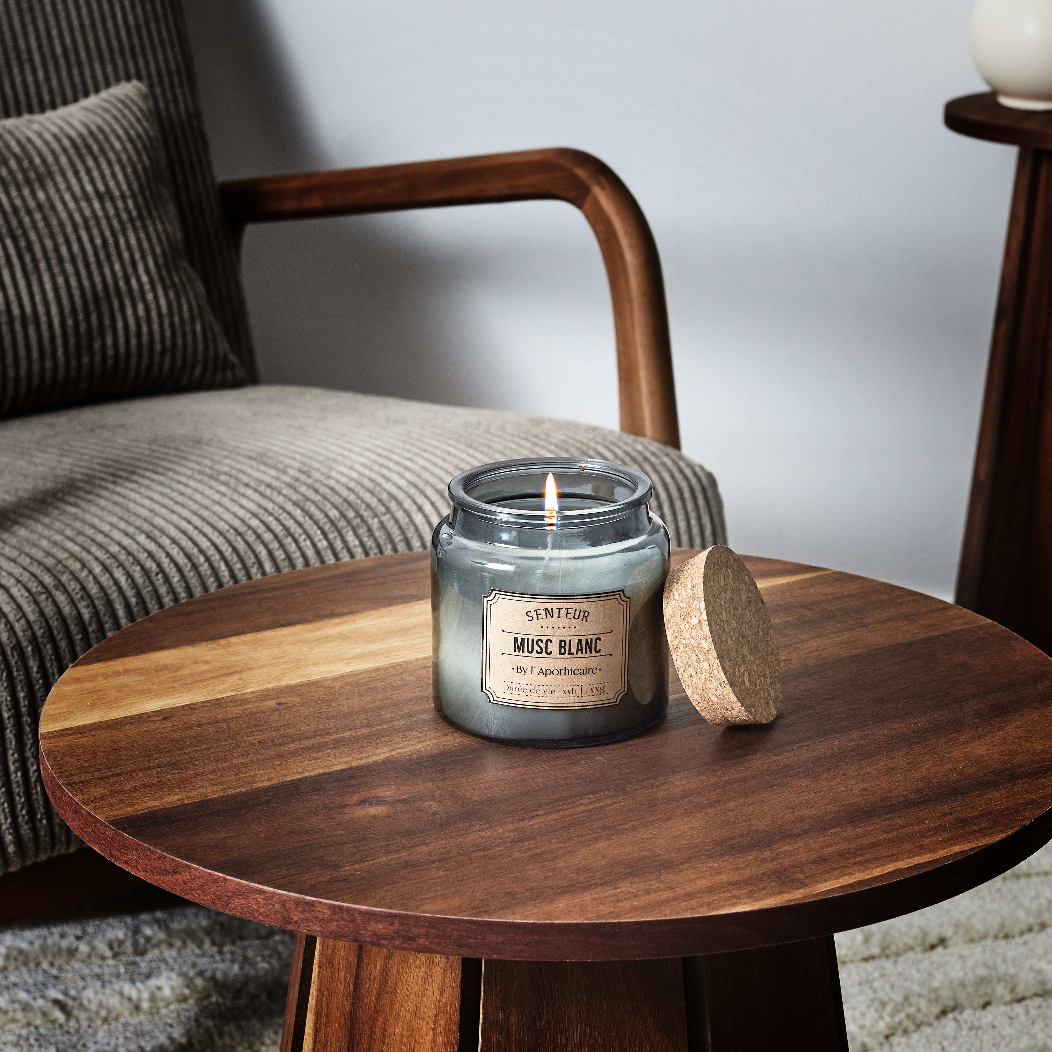 Stokomani Maison bougie parfumée pot apothicaire musc blanc