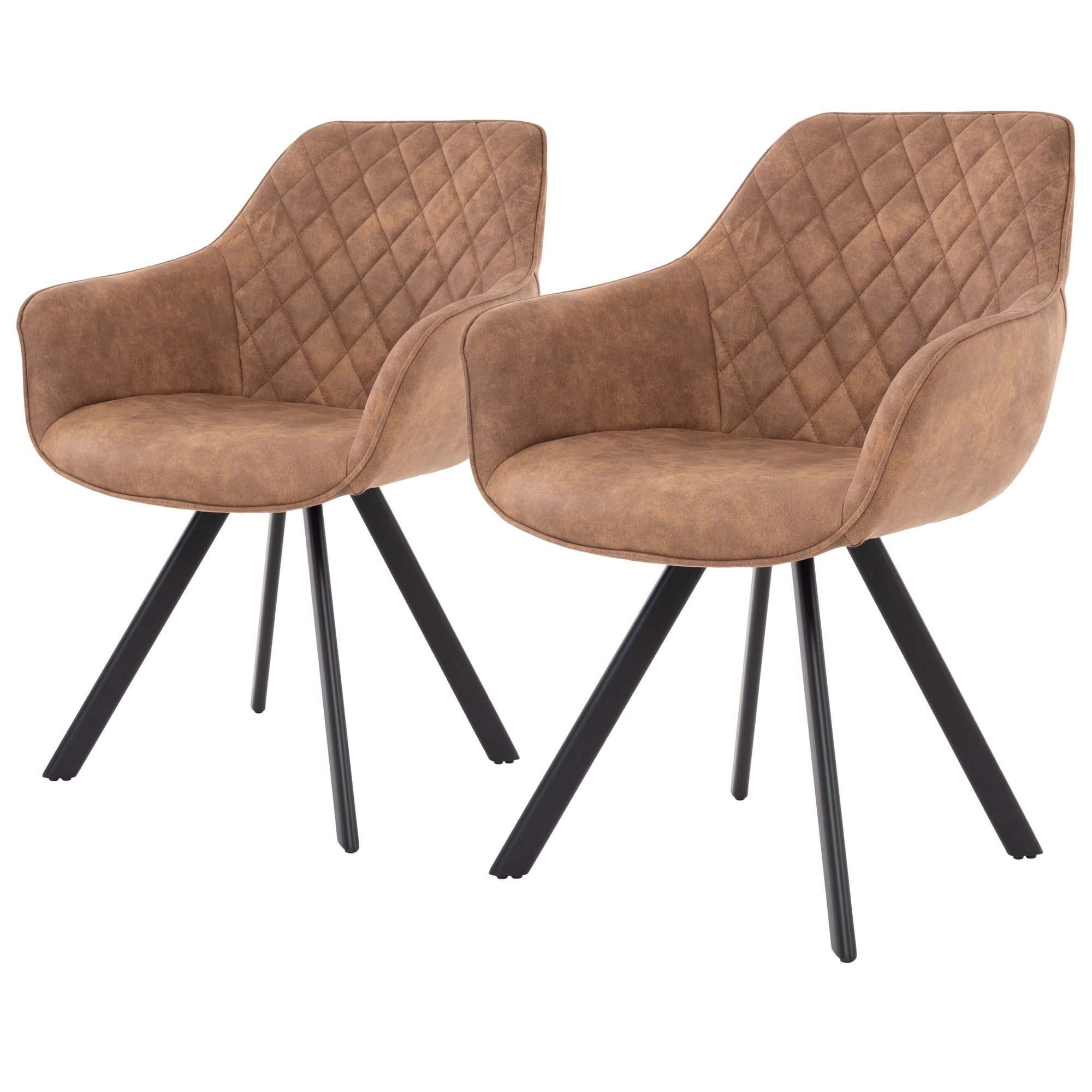 ECD Möbel chaise salle à manger marron lot 2 similicuir