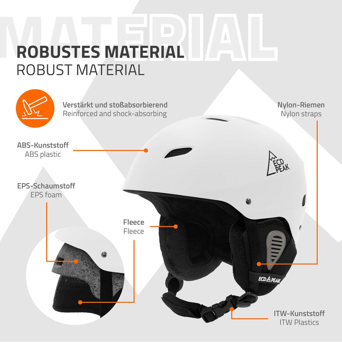 ECD Germany Sport casque ski blanc M 55-58 cm ventilation
