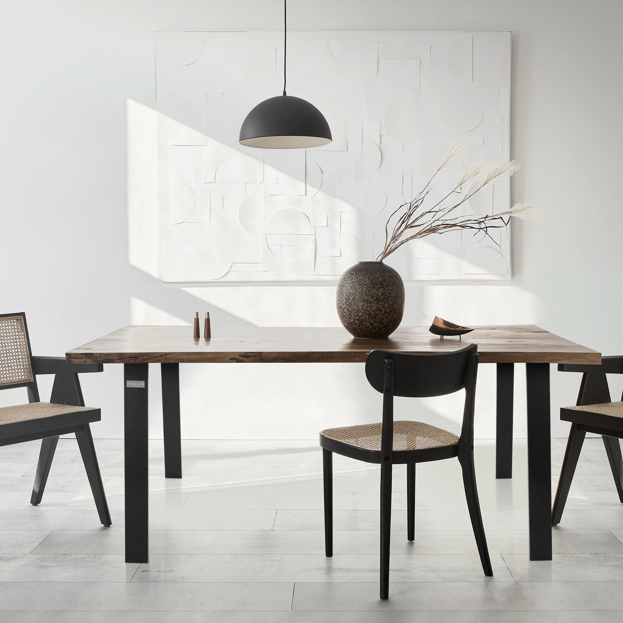ECD Germany ML-Design pied de table noir mat 90x72 cm acier lot 2