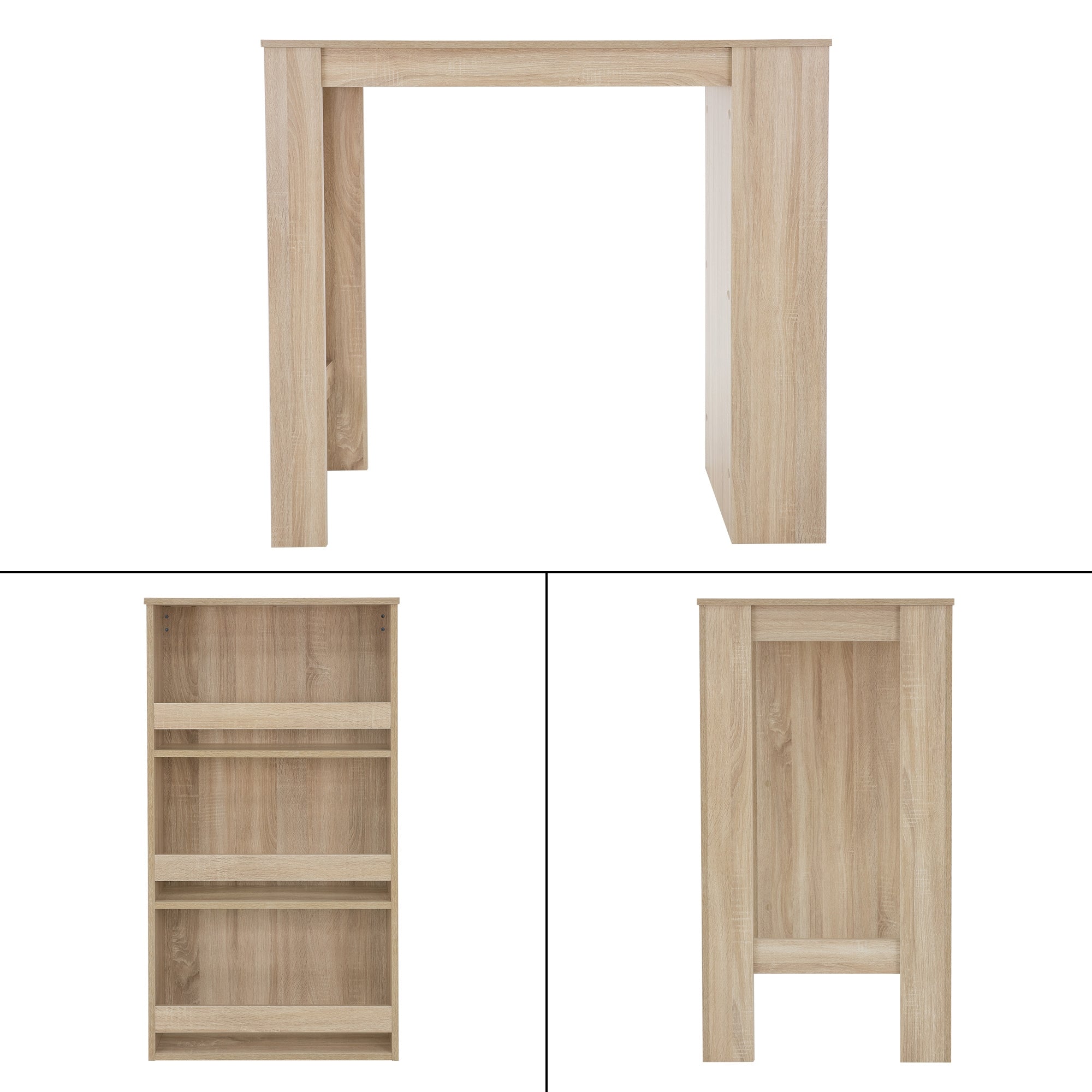 ECD Germany Möbel Bartisch 117x106x57 cm Table bar chêne Sonoma