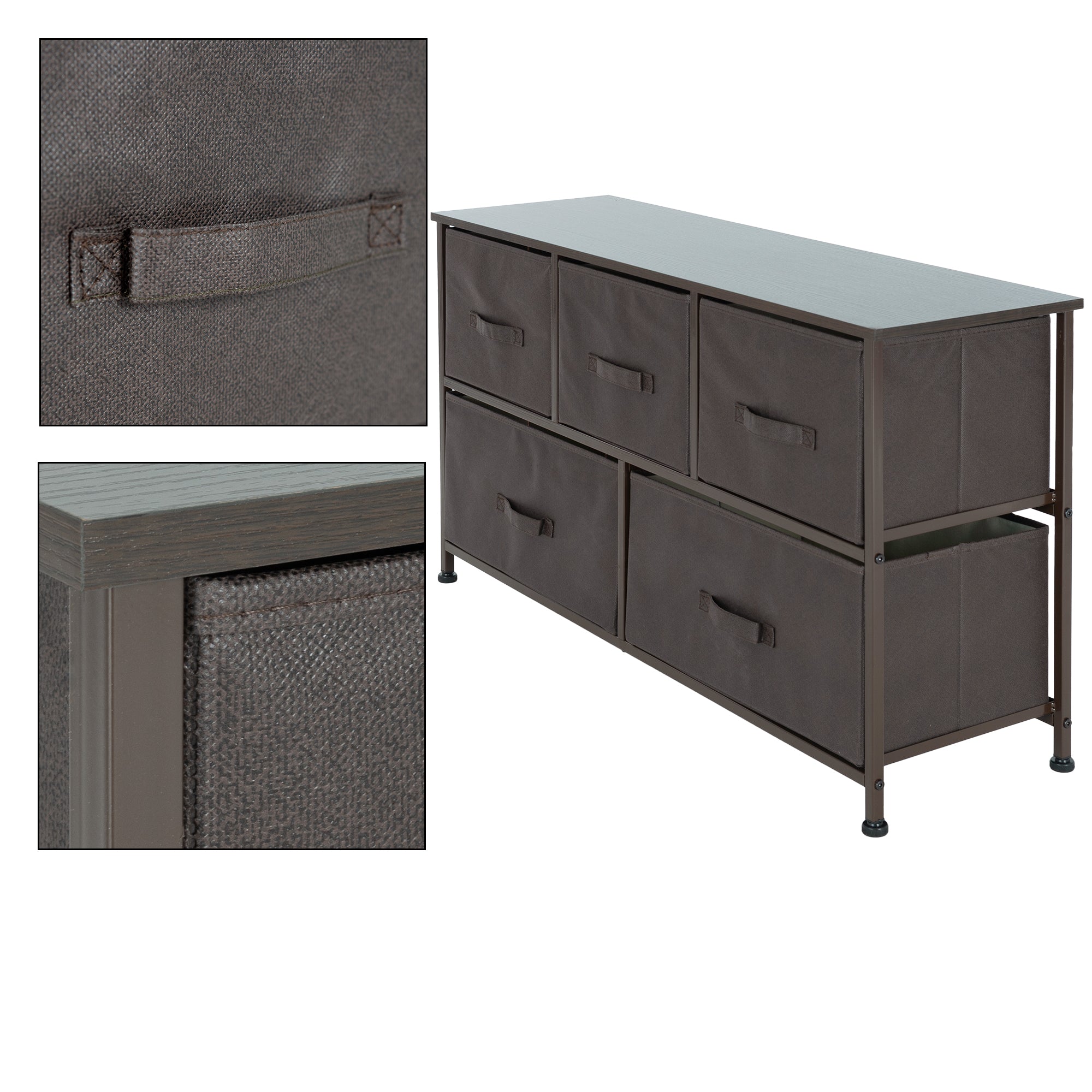 ECD Germany Möbel commode 5 tiroirs marron 100x30x54,5 cm