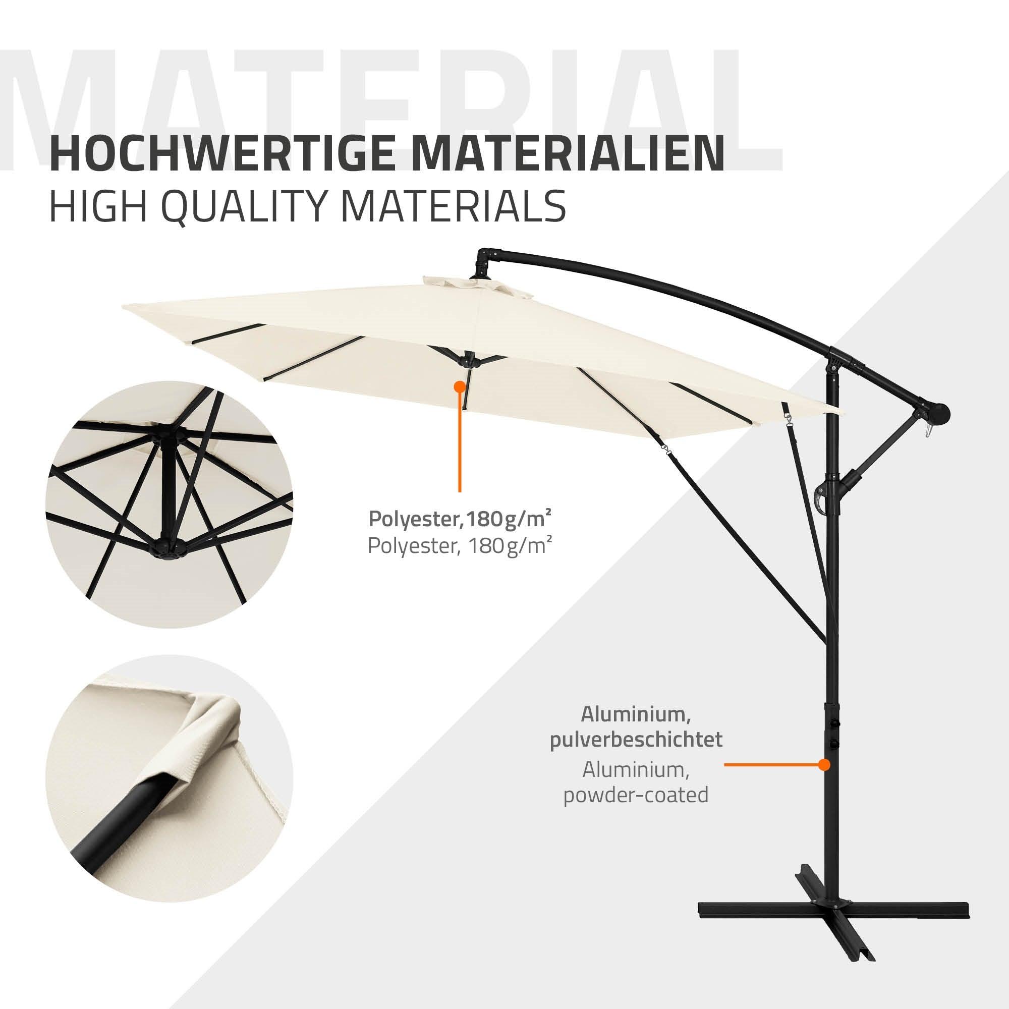 ECD Germany parasol déporté beige 235x235 avec pied