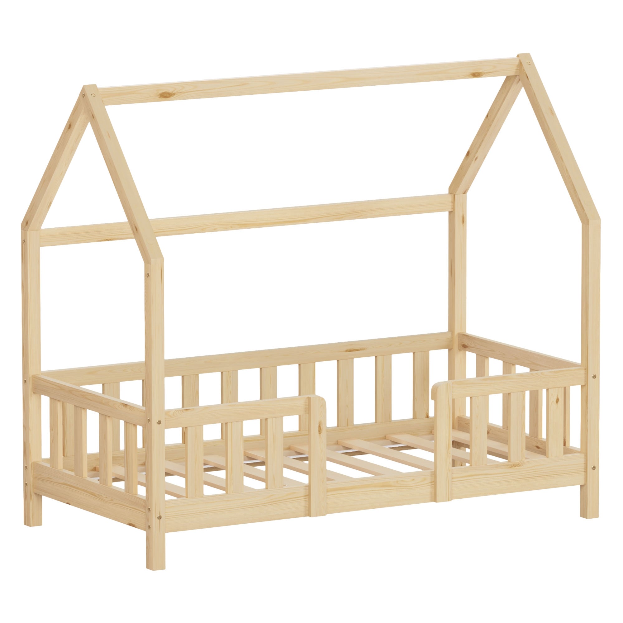 ML-Design Kinder lit cabane enfant pin 70x140 barrière + sommier