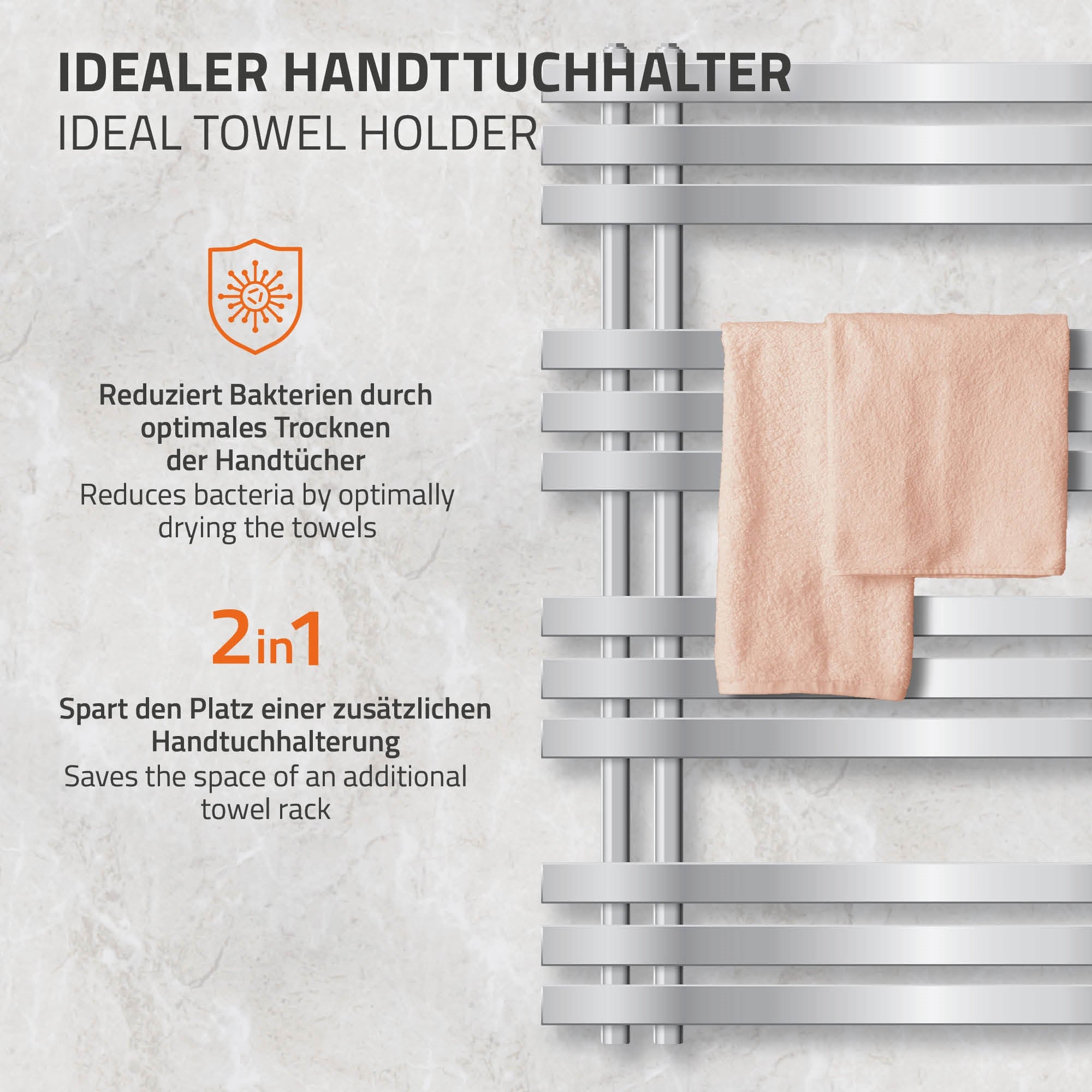 ECD Germany Heizungen radiateur sèche-serviettes chromé 500x1000 mm 600W