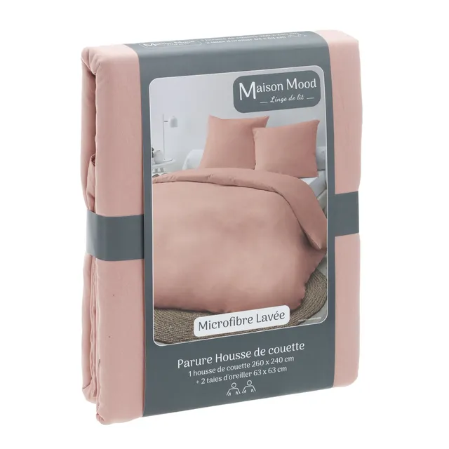 Stokomani Maison parure housse couette rose 260x240 2 taies