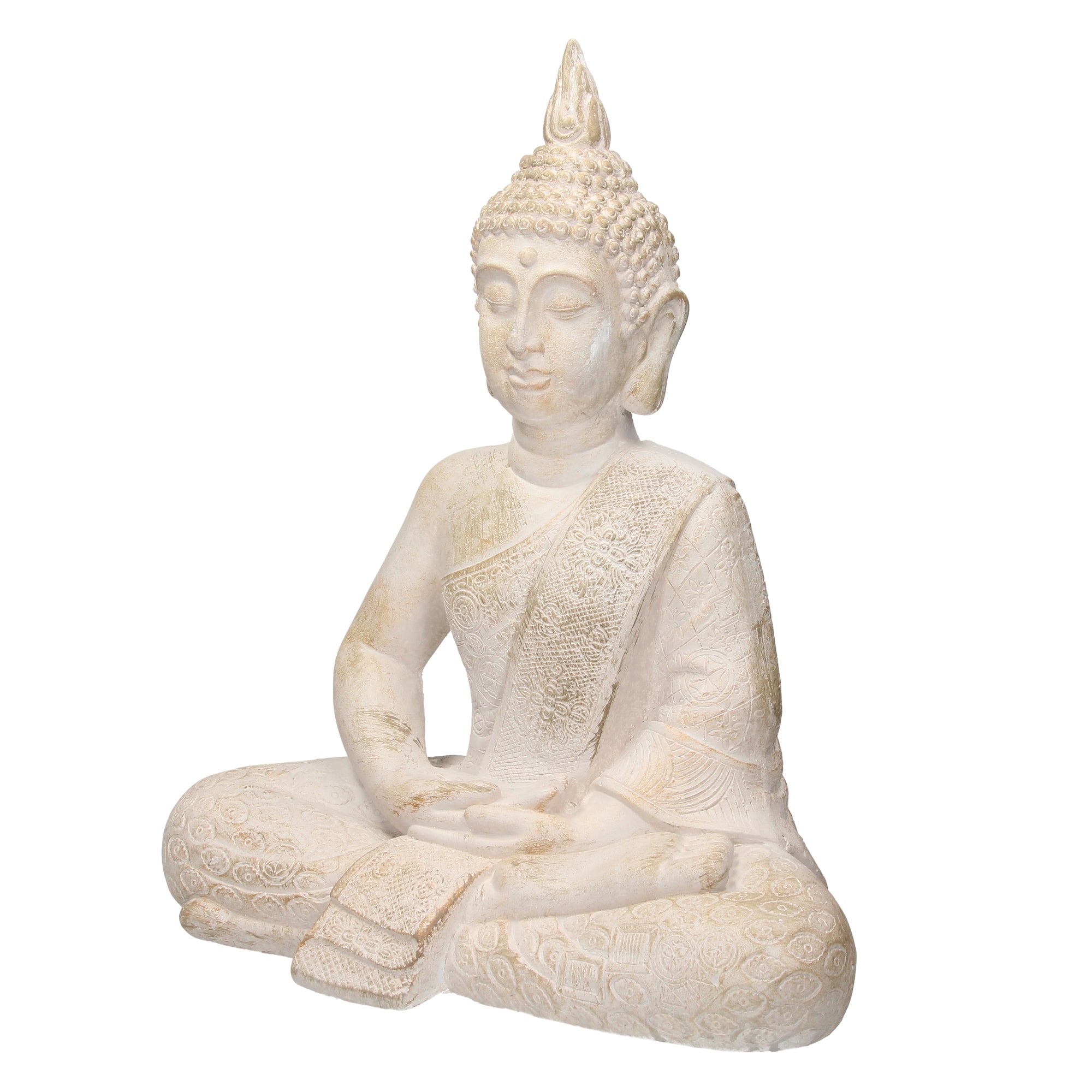 ECD Germany Bouddha statue assise beige-gris 48 cm résine