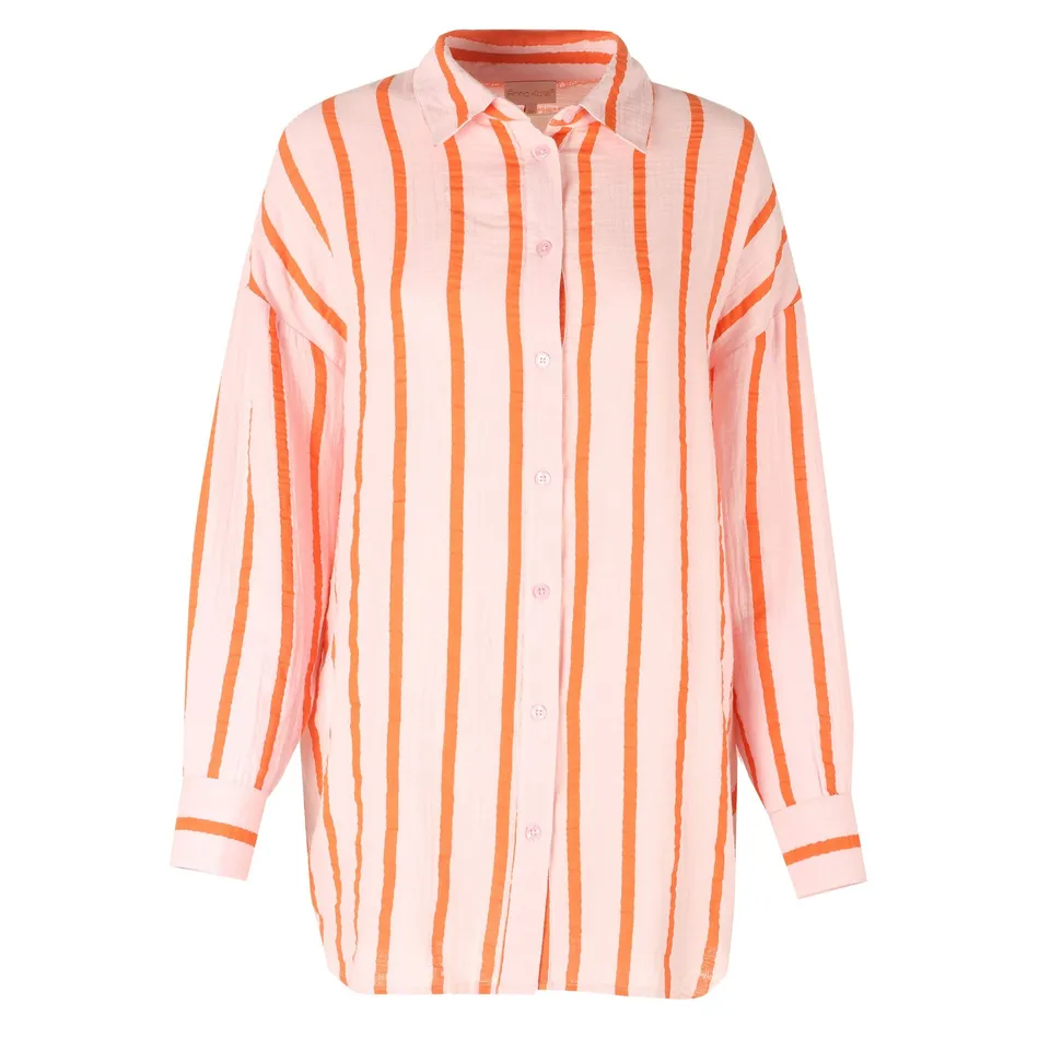 Stokomani Mode chemise oversize gaze coton rose 38