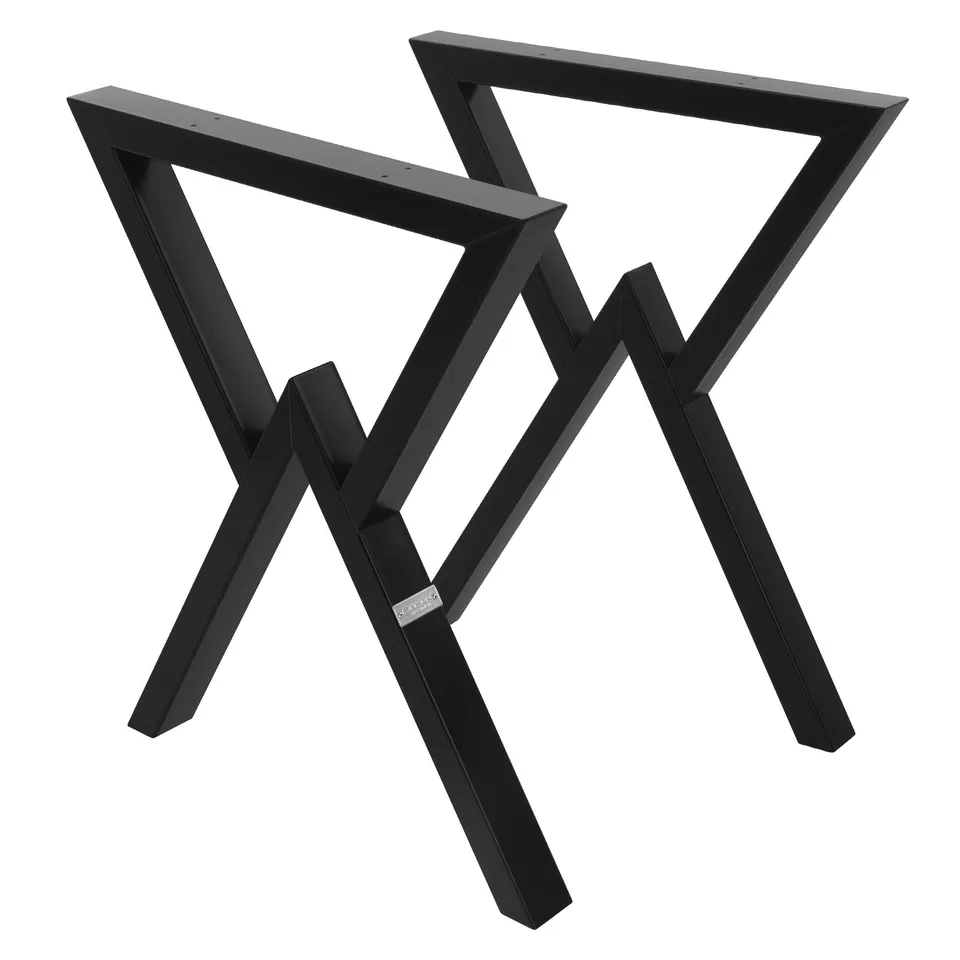 ECD Germany Möbel lot 2 pieds table X acier noir 60x72 cm