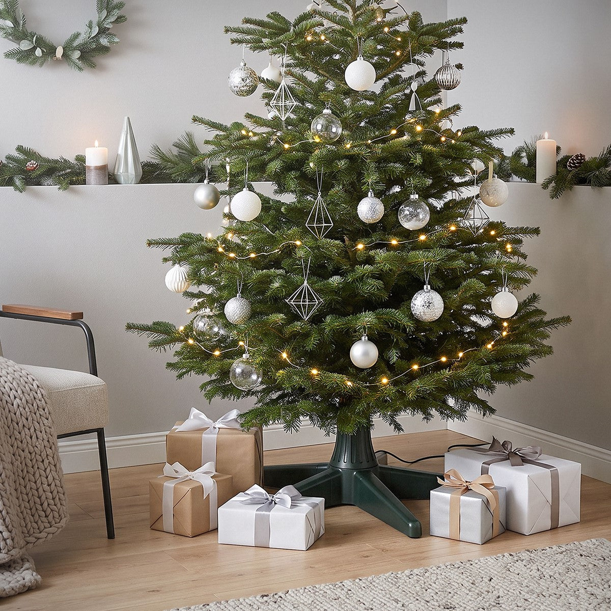 ECD Germany Haus & Wohnen Pied Sapin Électrique Vert 65 cm 360°