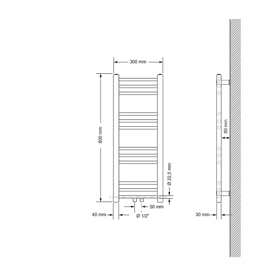 ECD Germany Heizungen sèche-serviettes blanc 300x800 droit