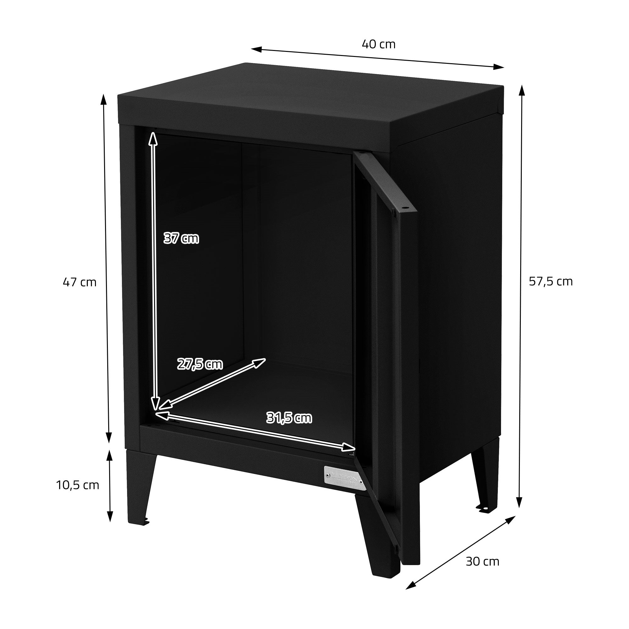 ECD Germany Werkstatt armoire bureau acier noir 40x30x57,5 cm
