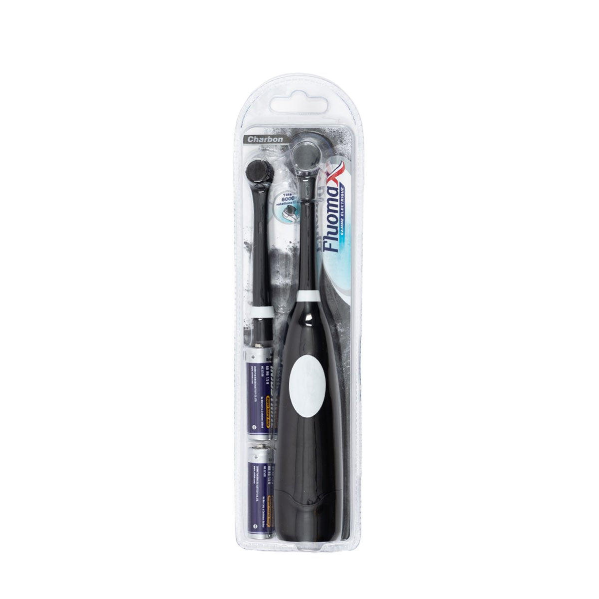Brosse à dents électrique noire à piles AA voyage