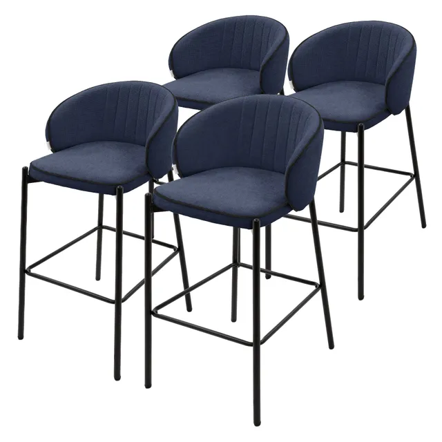 ECD Germany Möbel tabouret de bar lot de 4 bleu foncé 101 cm tissu