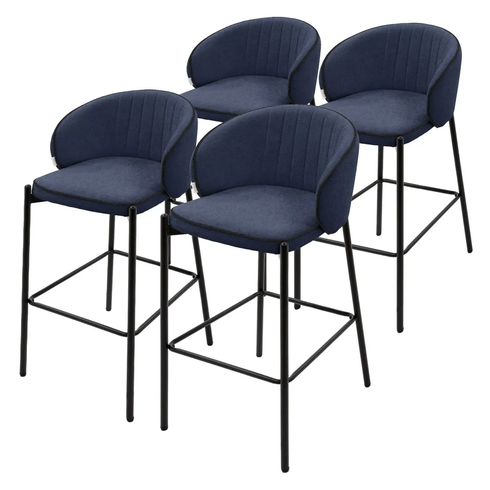 ECD Germany Möbel tabouret de bar lot de 4 bleu foncé 101 cm tissu