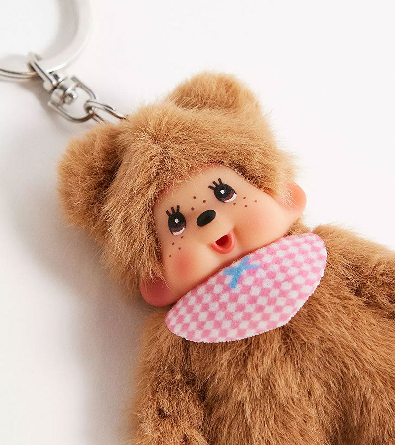 L'avant gardiste Porte-clés Monchhichi Kiki beige peluche