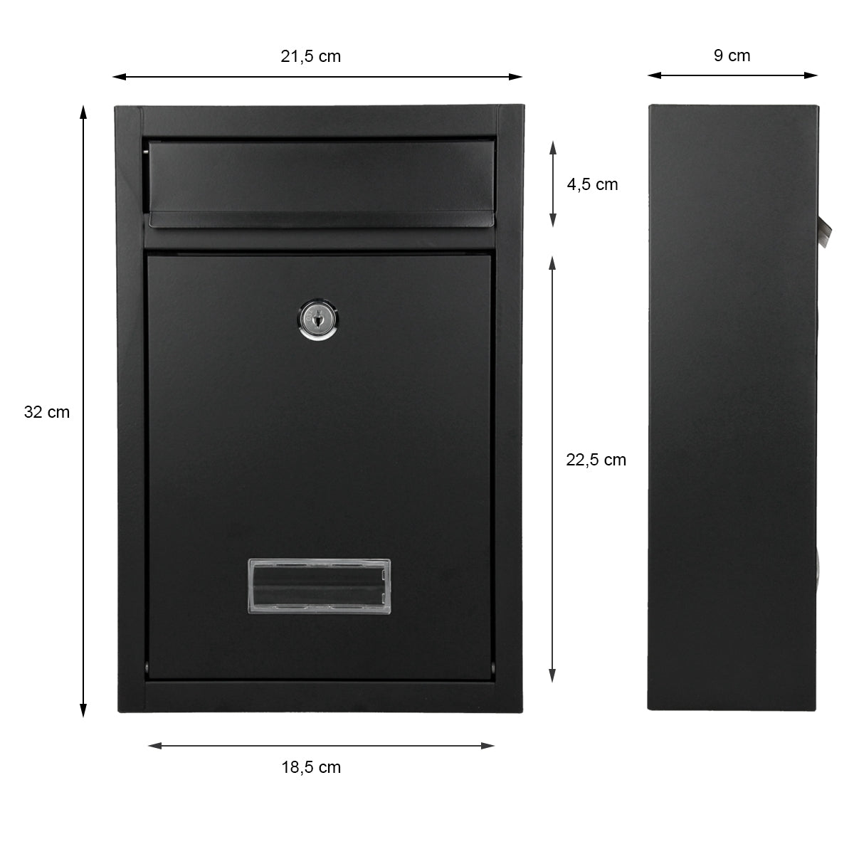 ECD Germany boîte aux lettres acier noir 215x9x32 cm