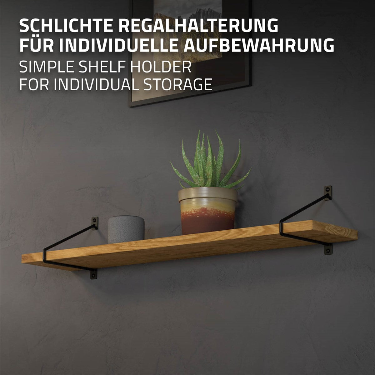 ECD Germany Möbel équerre étagère acier argent 220 mm lot 2
