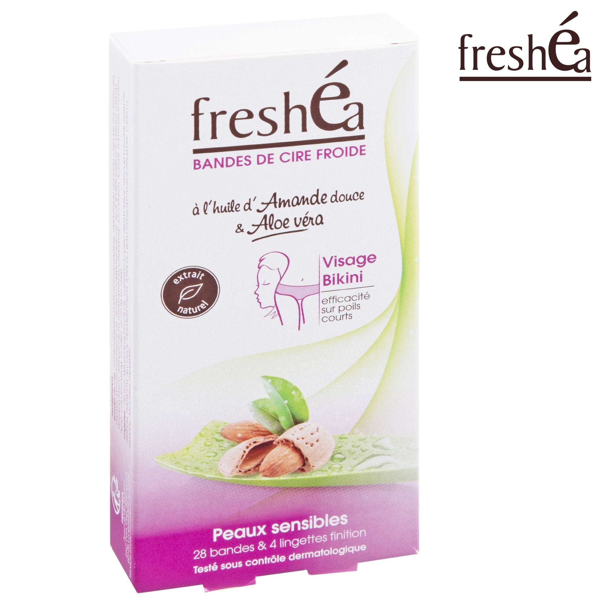 Freshea kit 28 bandes dépilatoires bikini visage aloé