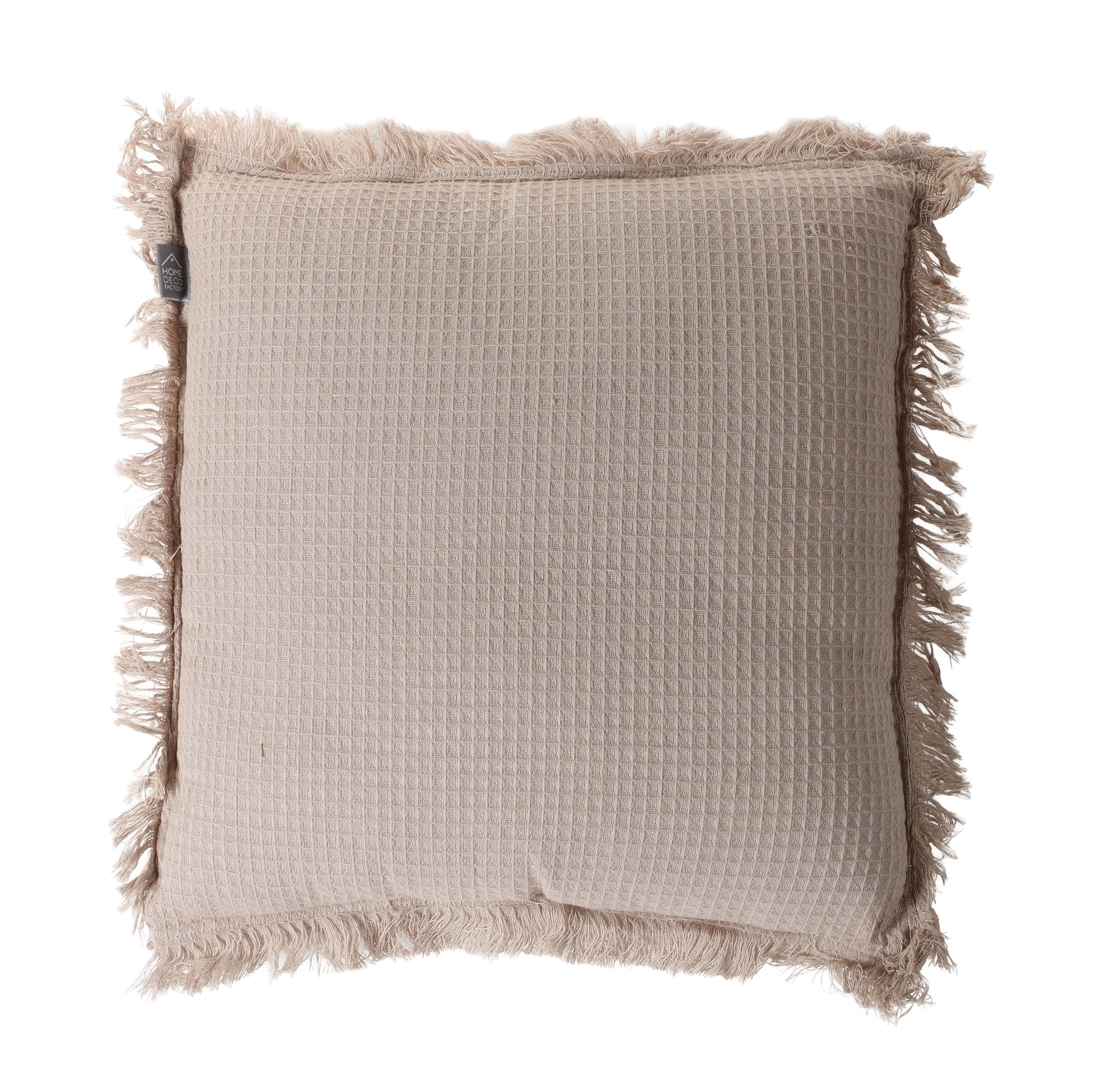 Coussin gaufré coton beige 40 x 40 cm