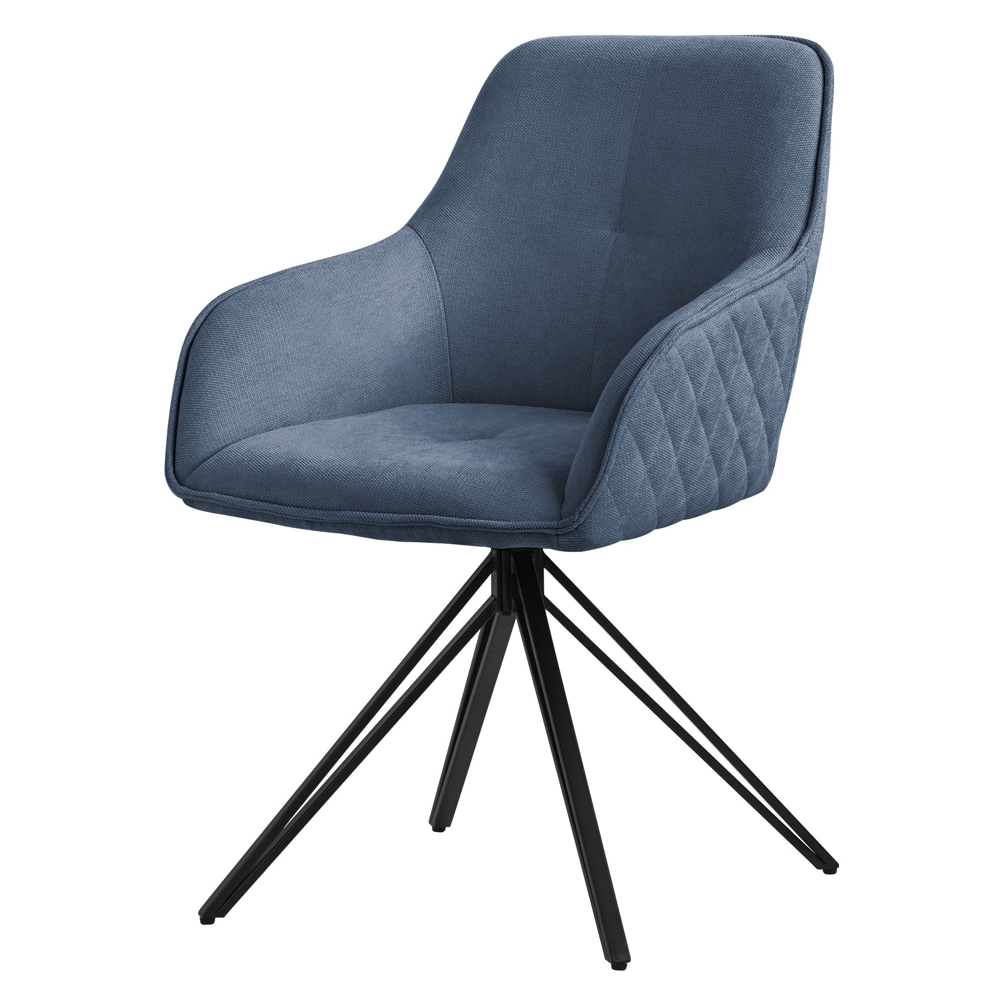 ECD Germany Möbel chaise pivotante bleue tissu 84,5 cm