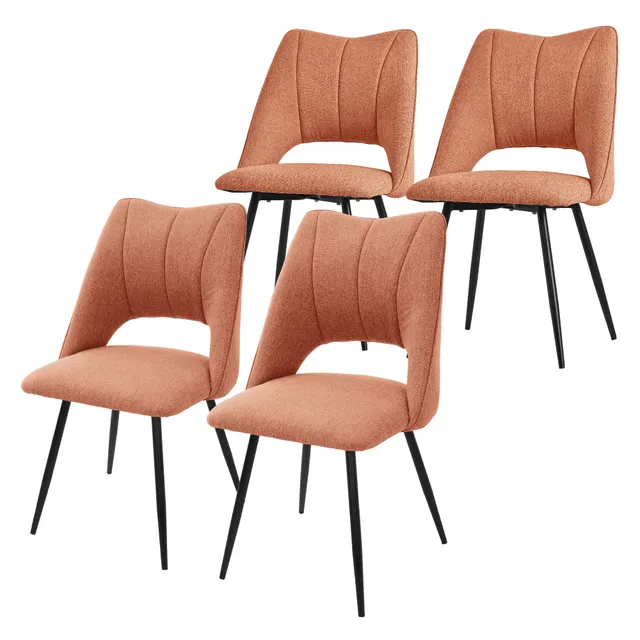 ECD Germany Möbel chaise salle à manger orange lot de 4 rembourrée
