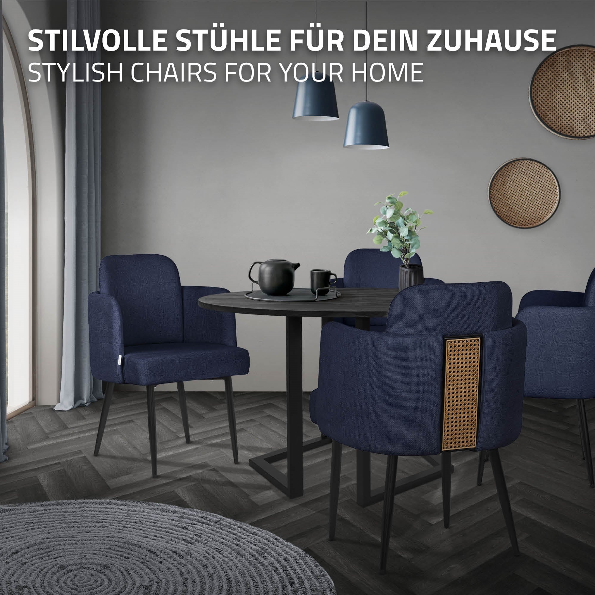 ML-Design chaise salle à manger bleu foncé tissu 1 pièce